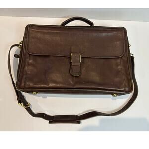 Vintage Coach Double Zip Organizer Briefcase Brown Leather Style 0537 Laptop Bag